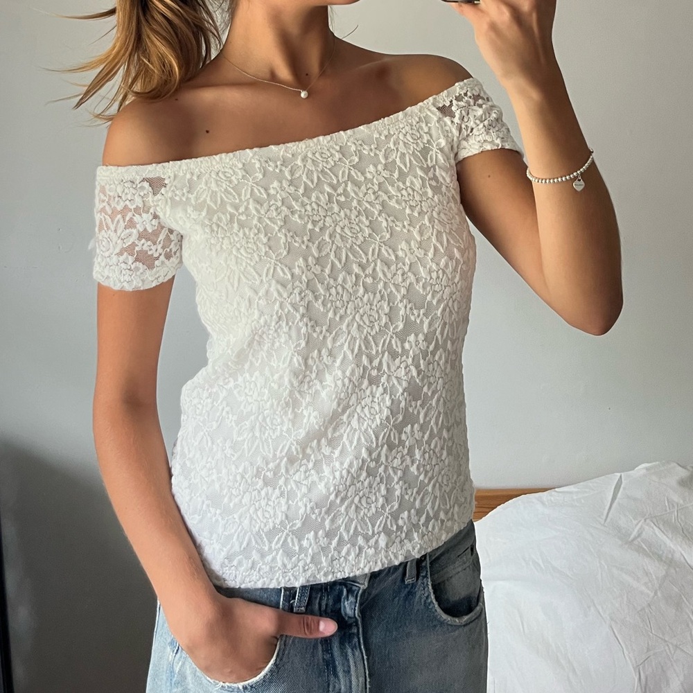 Ardene White Lace Off-Shoulder Blouse